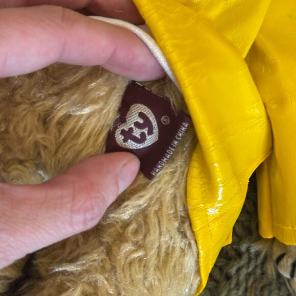 Ty Attic Treasures Gordon™ Bear Yellow Raincoat & Hat Plush w/ Tag | Vintage Col - Picture 4 of 5